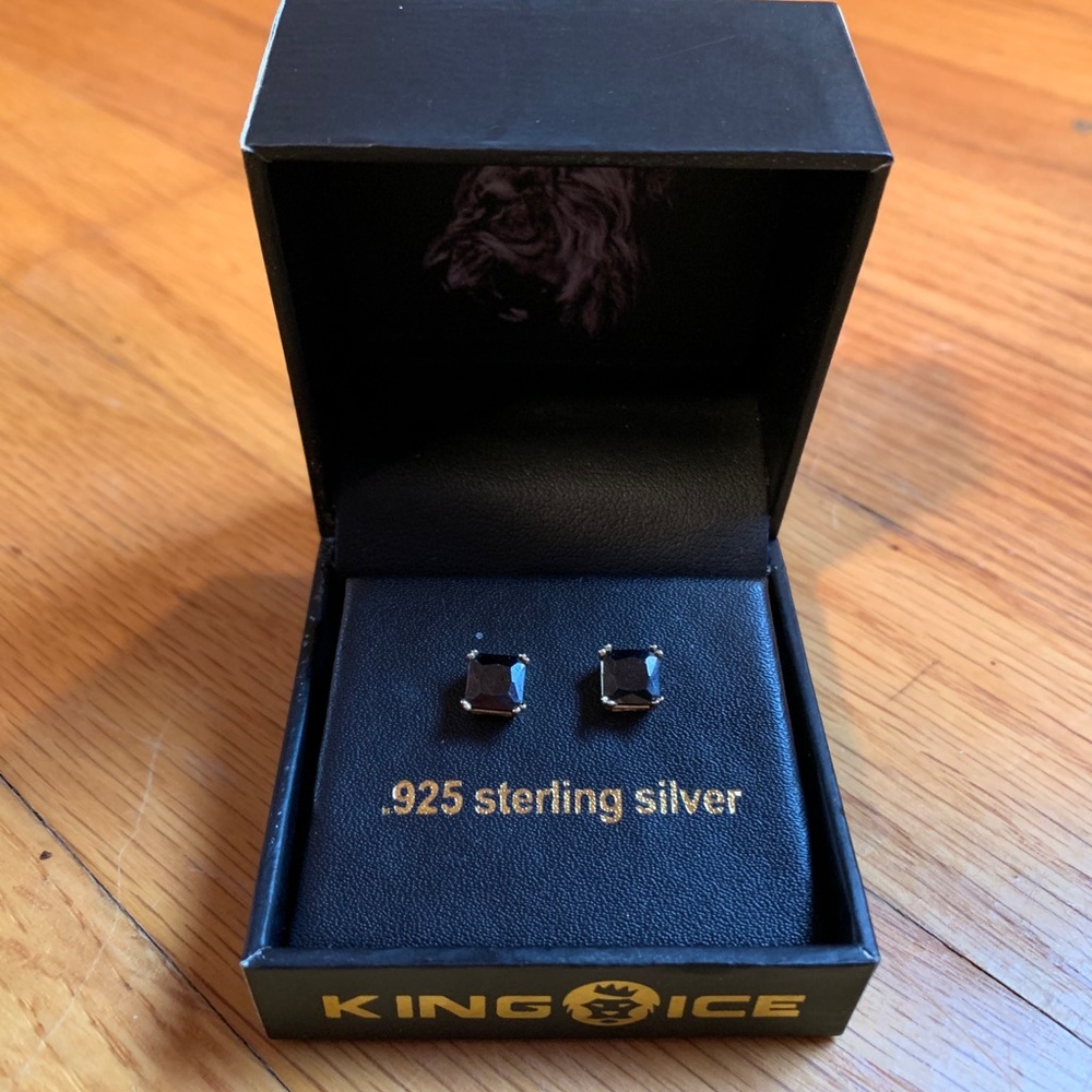 Sterling silver princess cut earrings